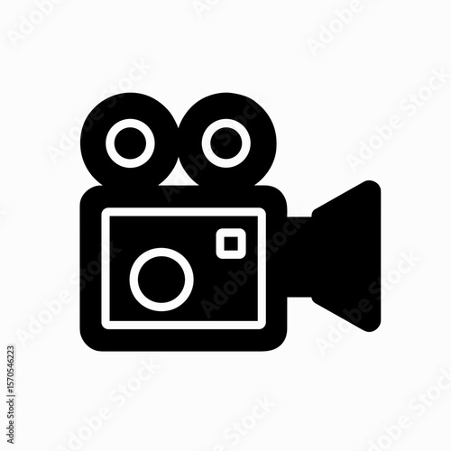 Vintage film camera icon symbolizing video and filmmaking – filled