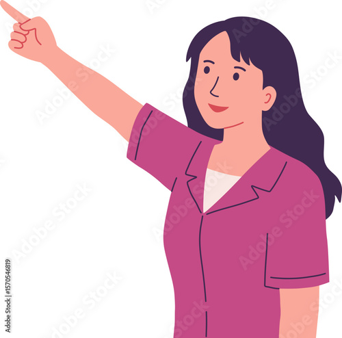 Young woman pointing index finger