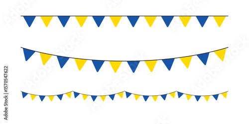 Seamless flag of Ukraine party bunting border. Flat design illustration.	