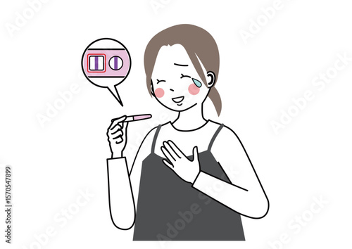 妊娠検査薬　妊娠してうれし泣きしている女性
