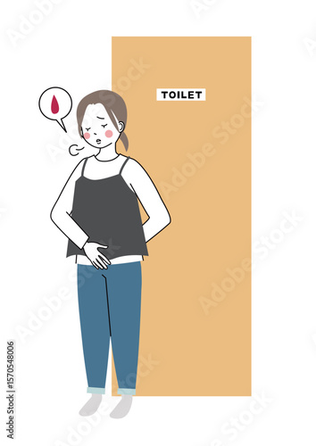 生理が来てトイレの前でがっかり溜息をついている女性