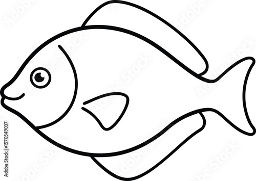 flatfish icon line art vector illustration on transparent background
