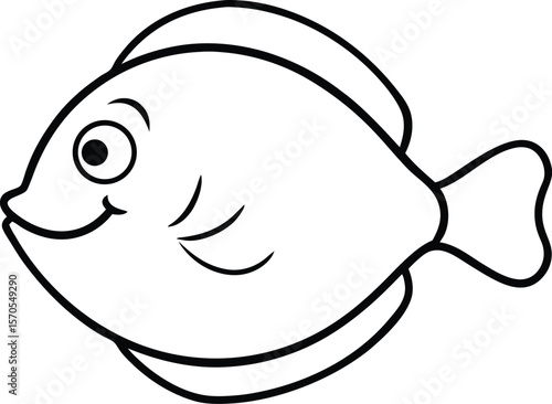 flounder icon line art vector illustration on transparent background
