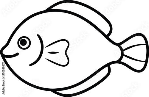 flounder icon line art vector illustration on transparent background
