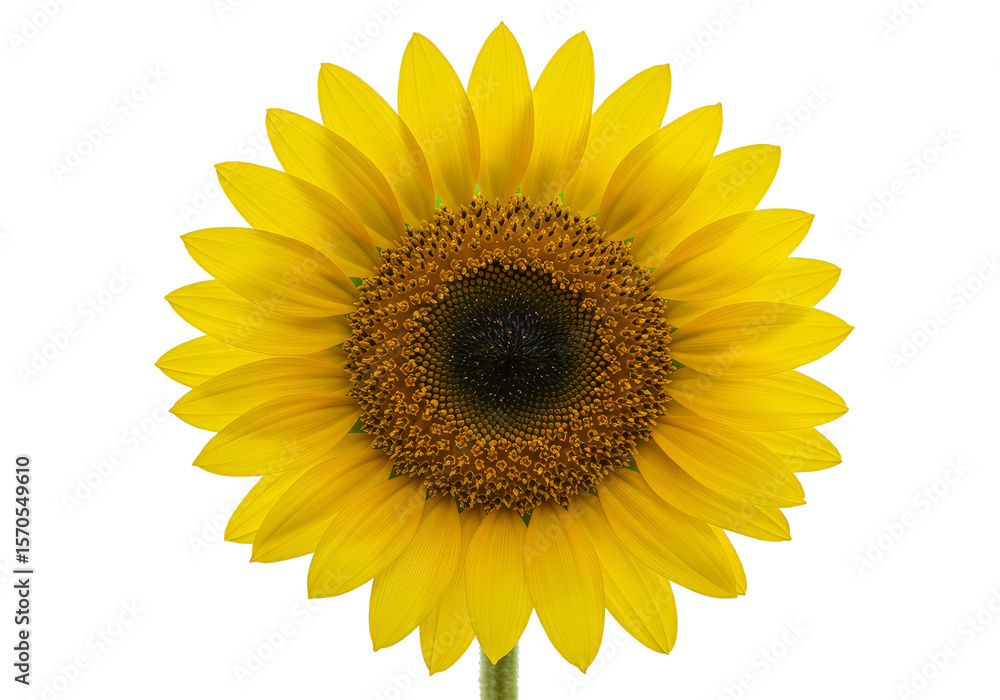 Fototapeta premium Yellow Floral Sunflower Bloom with Transparent Background Isolated Flower