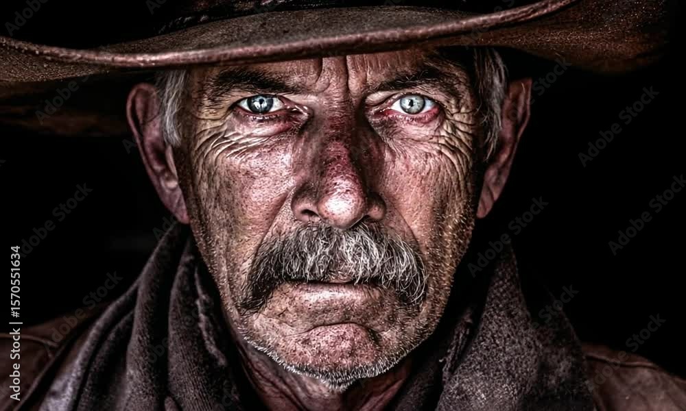 Intense Portrait of a Weathered Cowboy Intense Portrait of a Weathered Cowboy