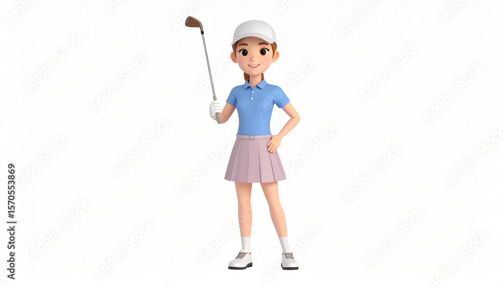 3D Cartoon of Woman Golfer in Sporty Outfit Holding Golf Club, Active Outdoor Scene
3D Cartoon of Woman Golfer in Sporty Outfit Holding Golf Club, Active Outdoor Scene