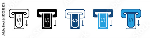 Withdrawal icon set multiple style collection
