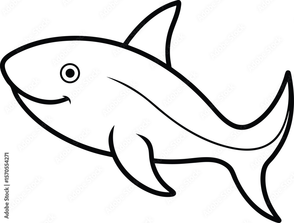 Fototapeta premium reef shark icon line art vector illustration on transparent background 