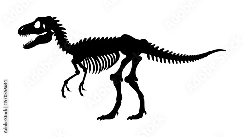 Dinosaur Skeleton Silhouette Vector of Velociraptor for Fossil and Prehistoric Art