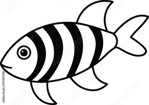 zebra danio icon line art vector illustration on transparent background
