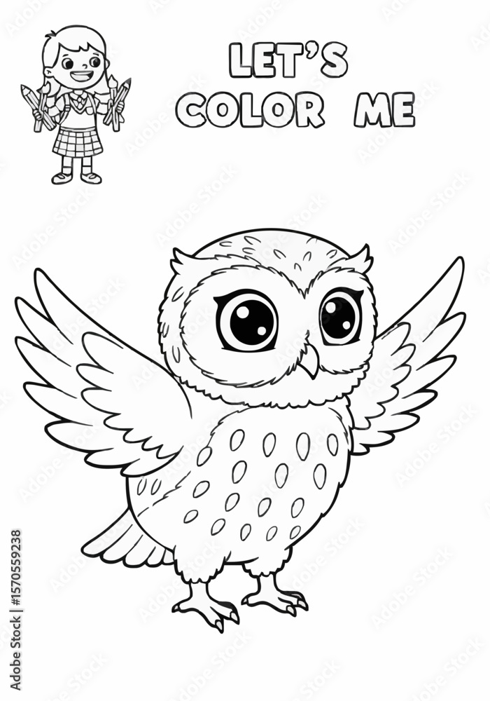 Fototapeta premium Children's coloring pictures of an owl
