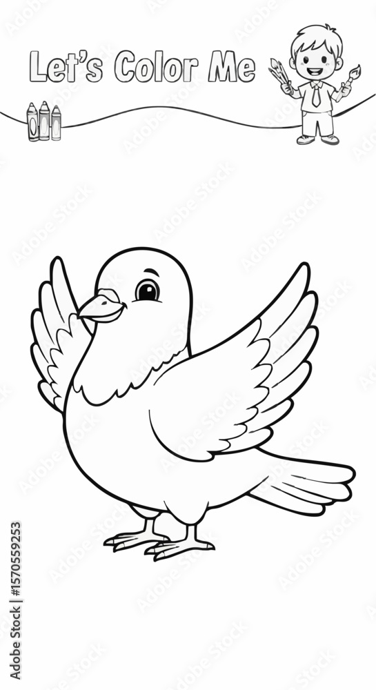 Fototapeta premium Children's coloring pictures of a dove 