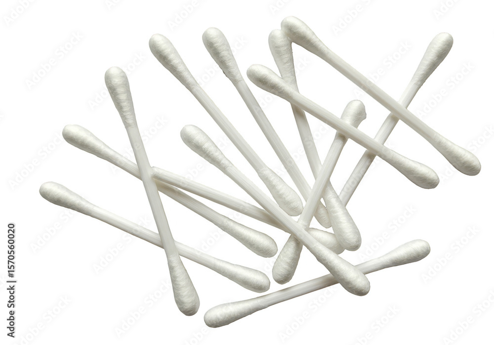 Isolated Pile Cotton Swab for Hygiene Earwax Removal on Transparent Isolated Pile Cotton Swab for Hygiene Earwax Removal on Transparent