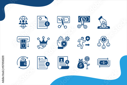 Health Savings Account banner web icon set vector illustration. concept with Health insurance, Medical expense, Tax free, Deposit, Withdrawal, Account holder, Saving account.