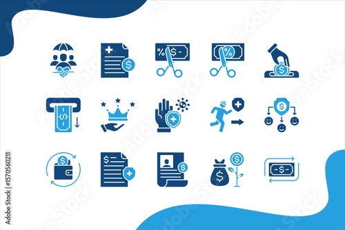 Health Savings Account banner web icon set vector illustration. concept with Health insurance, Medical expense, Tax free, Deposit, Withdrawal, Account holder, Saving account.