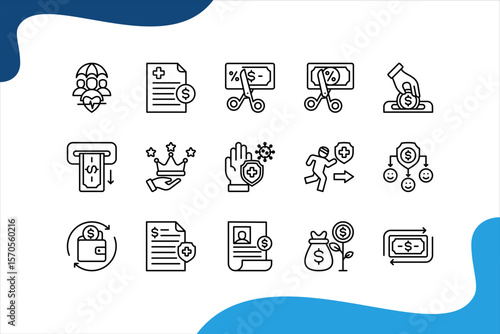 Health Savings Account banner web icon set vector illustration. concept with Health insurance, Medical expense, Tax free, Deposit, Withdrawal, Account holder, Saving account.