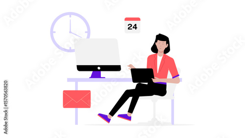 remote workers planning weekly sprint goals flat vector illustration