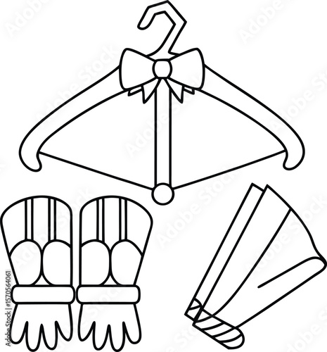 Winter clothing accessories on a hanger mittens and scarf vector