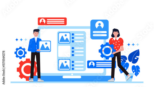 product team handling user feature requests flat vector illustration