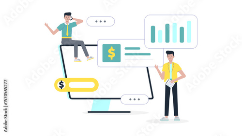 Marketing team planning seasonal advertising campaign, flat vector illustration