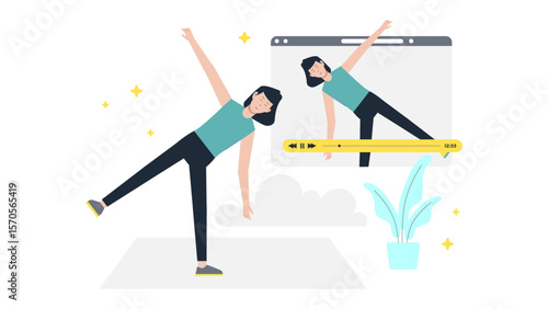 Remote Employees Joining Wellness Program, flat vector illustration
