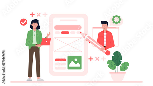 Website design teamwork collaboration concept suitable for web development, graphic design, marketing, digital agencies, and creative collaboration projects.