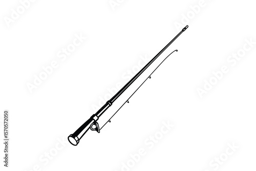 Wallpaper Mural Fishing Rod Illustration Black and White Graphic of Angling Equipment Torontodigital.ca