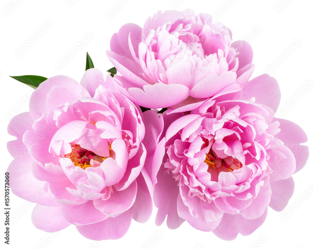 Obraz premium Detailed Pink Peony Flowers Close-Up Isolated on Transparent Background PNG