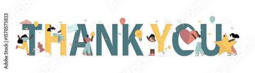 Thank you sign. People express gratitude. Greeting card. Thank you banner. Vector illustration.eps