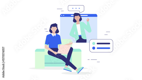 Remote worker syncing tasks across devices flat vector illustration
