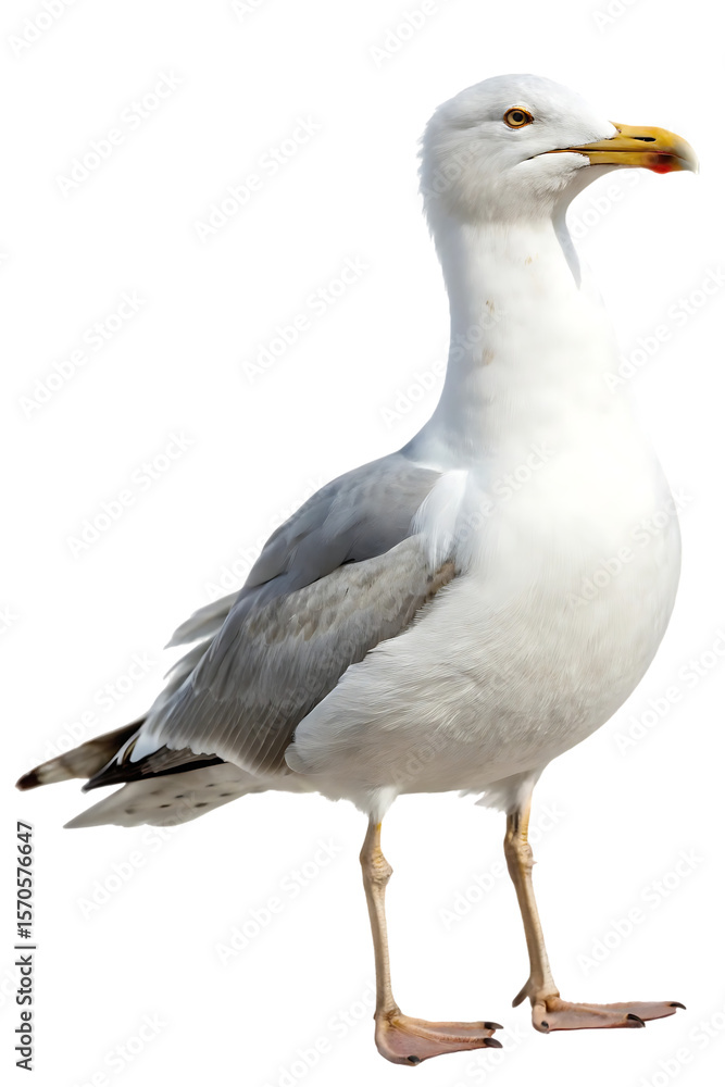 Naklejka premium White and grey seagull standing