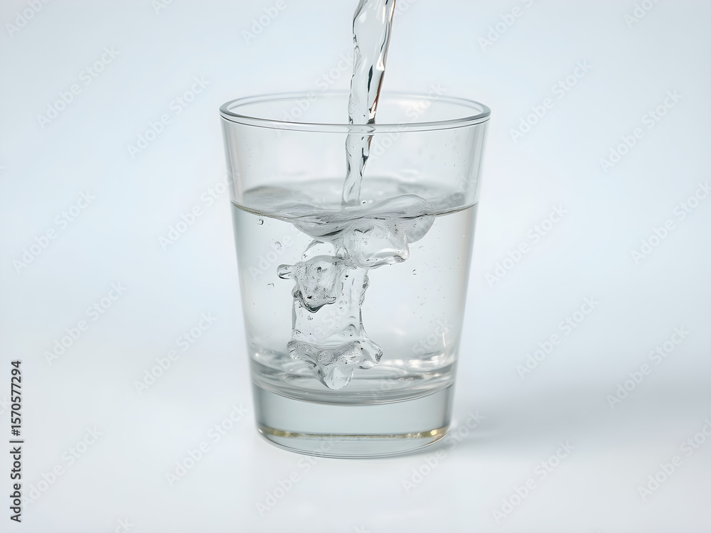Clear Glass of Water on White Background – Fresh Hydration Concept. Generative AI. Clear Glass of Water on White Background – Fresh Hydration Concept. Generative AI.
