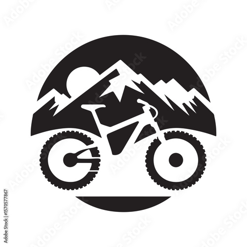 mountain bike vector silhouette clip art logo design illustration