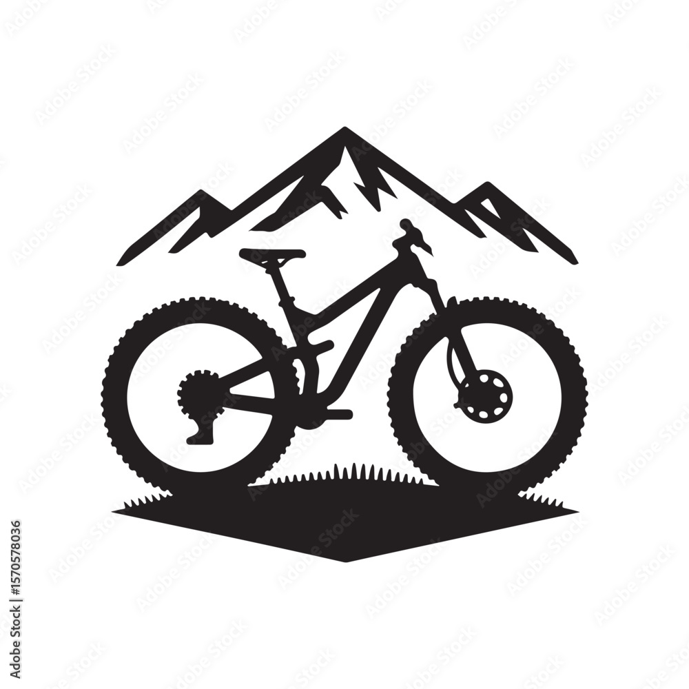 Fototapeta premium mountain bike vector silhouette clip art logo design illustration