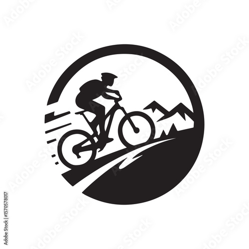 mountain bike vector silhouette clip art logo design illustration