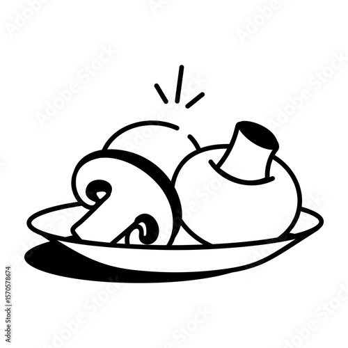 A drawing style icon representing mushroom  
