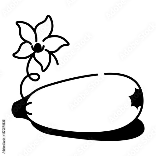 A doodle style icon depicting marrow squash  
