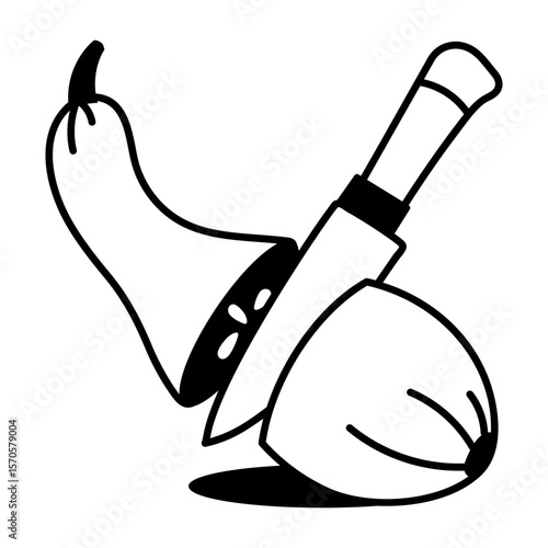 A doodle style icon showing crookneck gourd 

