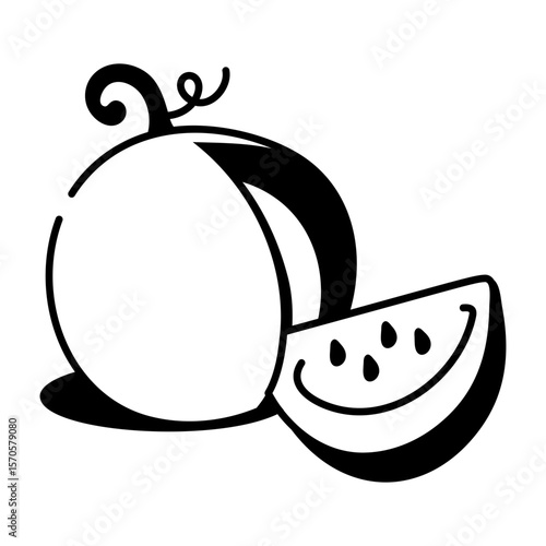 A drawing style icon showing white pumpkin  
