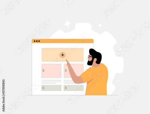 No-code development enables drag-and-drop builder tools for workflows. No-code development helps creators build apps, automate tasks and launch low-code websites easily. Vector illustration