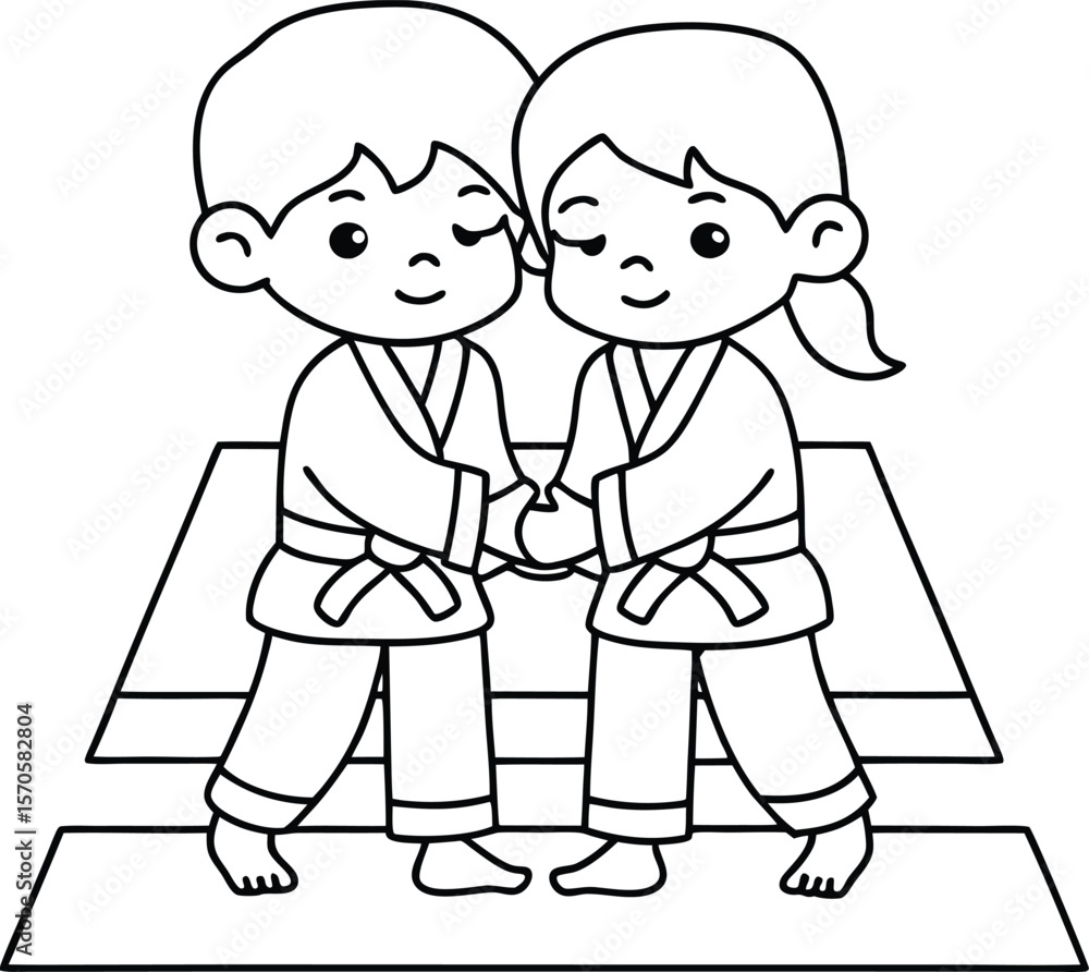 Children practicing martial arts together judo karate Children practicing martial arts together judo karate