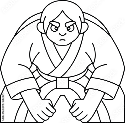 Fierce sumo wrestler in traditional attire ready for combat martial arts wrestling