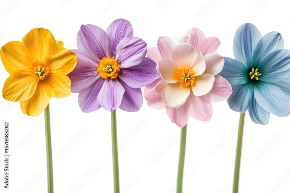 Obraz premium Colorful floral blossom dahlia bloom nature botanical freshness spring on white background. Generative AI