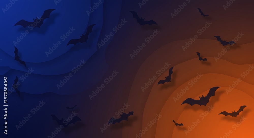 Halloween Bats Night Sky Spooky Paper Art Design Background Halloween Bats Night Sky Spooky Paper Art Design Background