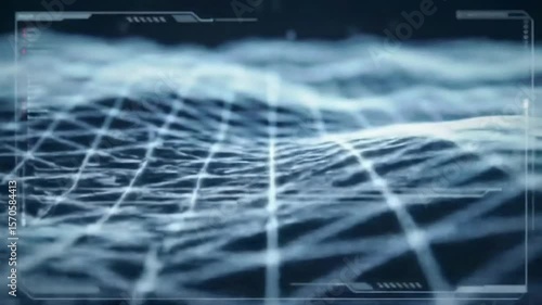 Seamless 3D animation of a polygonal mesh surface moving like soft waves. Wireframe or translucent texture with modern lighting, ideal for AI, data, and tech visuals.