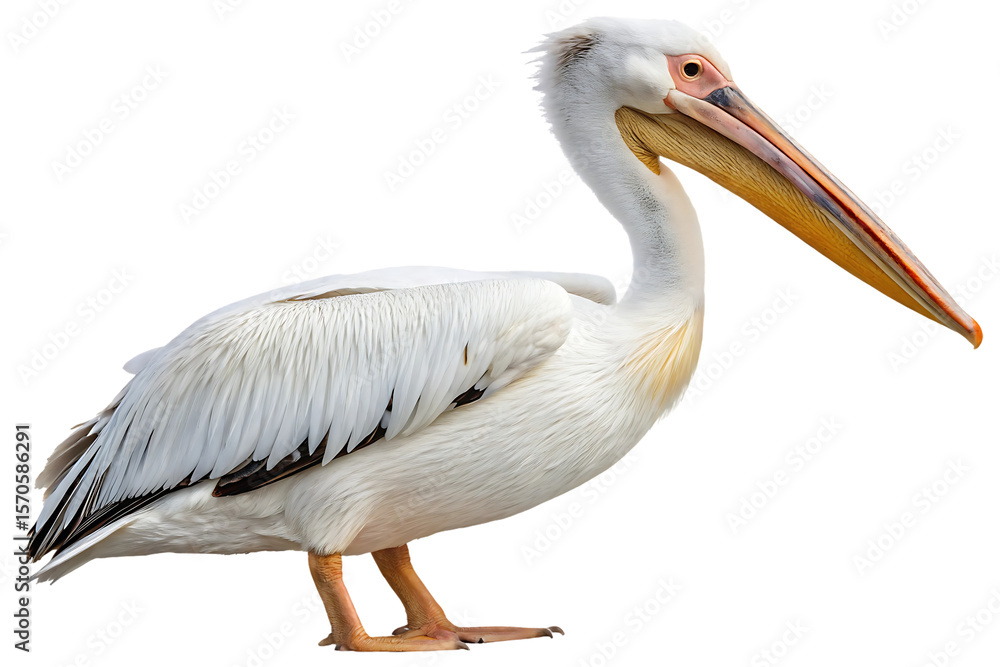 White Pelican With Orange Beak White Pelican With Orange Beak