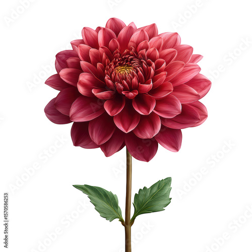 Red dahlia flower isolated on transparent background