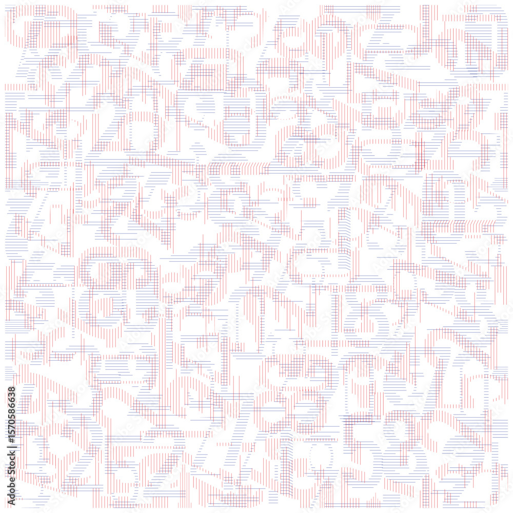 Fototapeta premium A Seamless colorful line numbers print pattern design number overlap each other