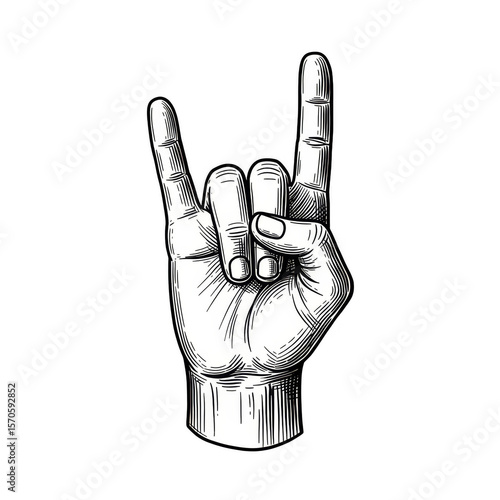 Rock On Hand Sign Horns Gesture Heavy Metal Illustration Transparent